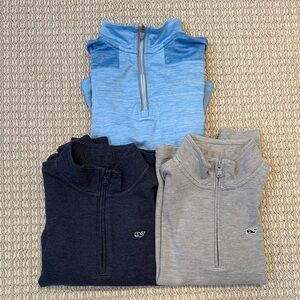 Vineyard Vines Boys 3 Quarter-Zip Pullovers - Light Blue, Navy, Gray - size 7